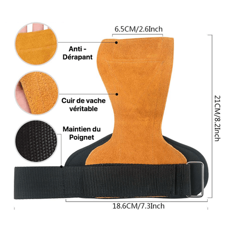 détails grips de Crossfit en Cuir sans trou